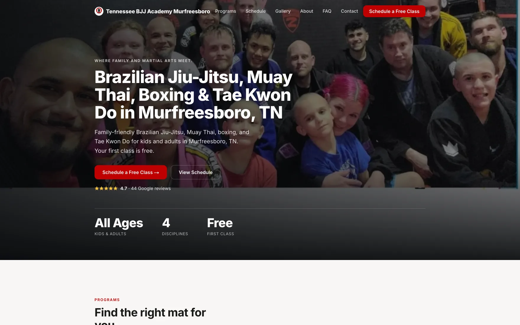 A gym website built by GrapplingU